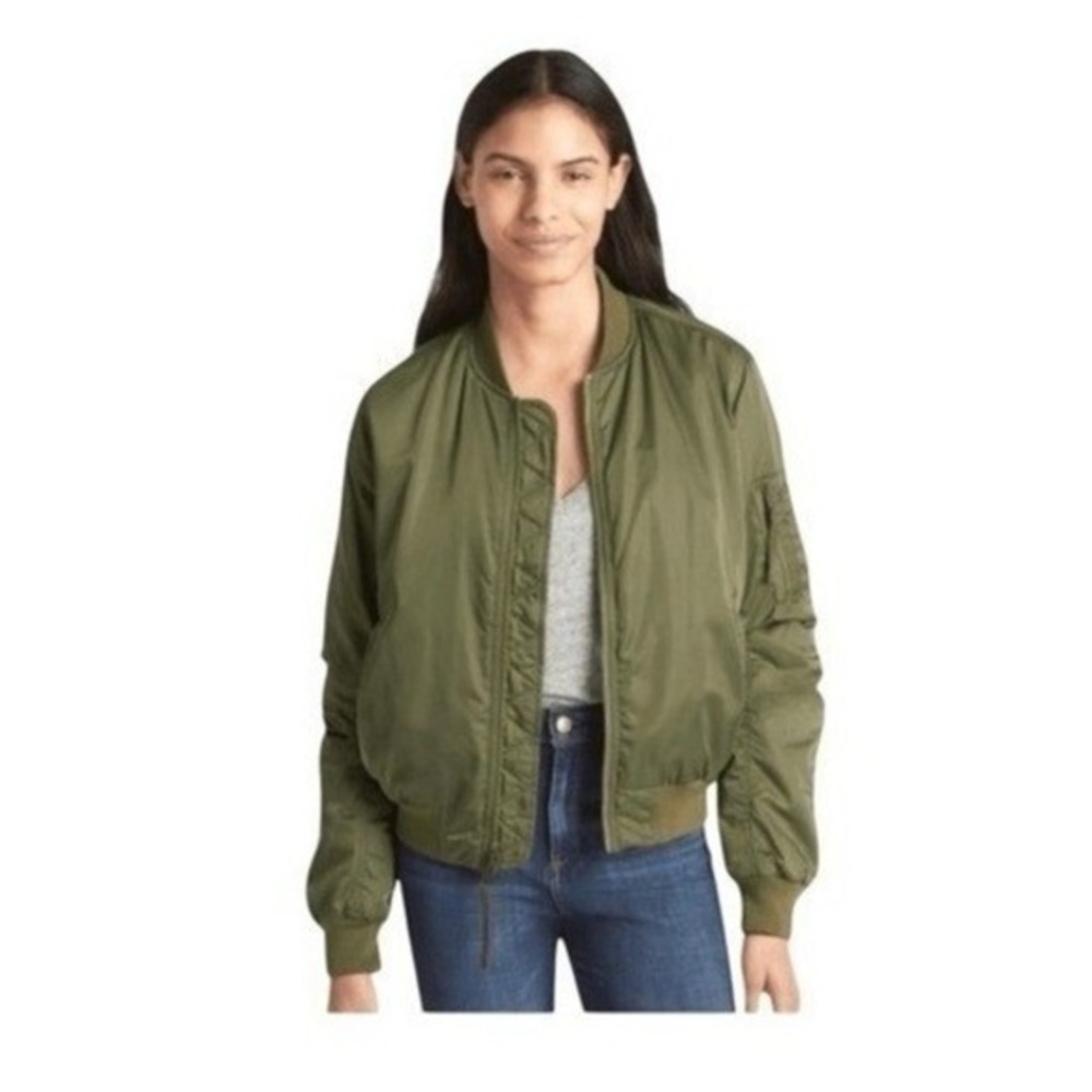 Gap‎ Classic Satin Bomber Jacket Hunter Green XS
